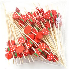 竹子紅草莓便當插卡 12cm MP070, 1套, 100入