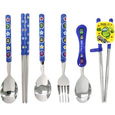 LE BARN 太空狼人殺學習筷+細握把勺叉+真空筷組合, 直筷子+勺子+叉子+筷子, 混合顏色