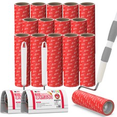 LIVENS 紅色味旋轉斜切黏毛滾筒 22種 標準桿+手柄 2個+置物架 2個+替換裝 17個, 1套