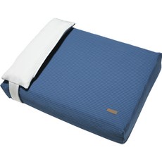 BARBICHON 寵物熟睡床墊 + 雙面枕頭組, 海軍藍(床), 象牙白(枕頭), 1個