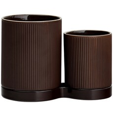 YOON CERAMICS 韓國製 堆疊式餐具料理工具筒, 3個, 深棕色