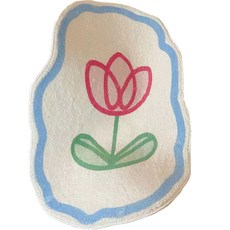 마이데일리 북유럽 플라워 튤립 발매트 현관 카페트, 레드