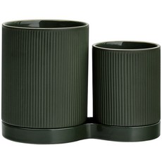 Maison Objet 尹陶瓷 可堆疊餐具烹飪工具收納筒, 3個, 深綠色