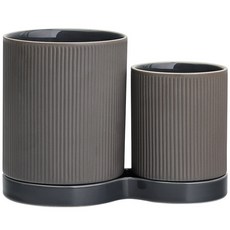 Maison Objet 尹陶瓷 韓國製 可堆疊餐具烹飪工具收納筒, 3個, 炭灰色