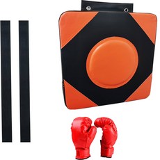 soonZAM 家用壁掛式拳擊靶沙包 + 2條背膠魔鬼氈 + 手套套組, 橘色(沙包), 隨機出貨(手套)