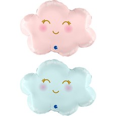 Grabo 雲朵鋁箔氣球 粉彩粉紅 + 粉彩藍, 1套, 混合顏色