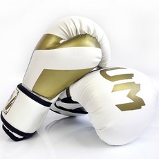 Sunjam皮革透氣網眼拳擊搏擊手套, 白色