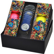 Saintnine Q軟3件套高爾夫球6p+Pitch Fix果嶺修復禮品套組, 1套, 隨機發貨（高爾夫球、球標）、深藍（綠色保養機）