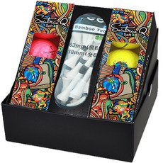 Saintnine Q 軟 3 件套高爾夫球 6p + 竹製高爾夫球座 83mm x 20p + 38mm x 10p 禮品套組, 1套, 隨機發貨（高爾夫球）