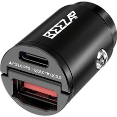 BEEZAP 45W 雙孔C和A型超迷你車用充電器, 黑色, BZD45