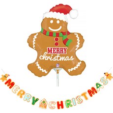 Joyparty Grabo 薑餅拉旗 + 薑餅人迷你造型鋁箔氣球, 1套, 混合色