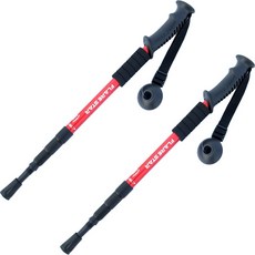 Organico 直柄4節登山杖 2入, 紅色