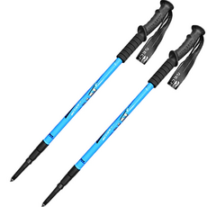 오가니코 컬러 스트레이트 핸들 3단 알루미늄 등산 스틱 2p, 블루, 2개