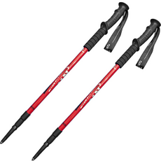Organico 彩色直柄握把3節鋁合金登山杖 2入, 紅色