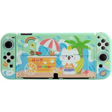 UOGO HOHOO Nintendo Switch OLED 保護殼 輕薄 插畫 保護套, 熱夏貓咪, 1個