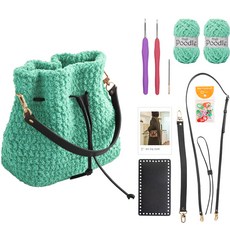 yarna 하이푸들 조리백 블랙세트 DIY 패키지, 6 에메랄드그린, 랜덤발송(단수링), 1세트