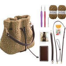 yarna 하이푸들 조리백 세트 뜨개질 DIY 패키지, 피넛버터, 1세트