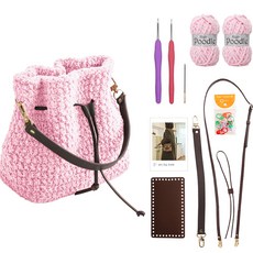 yarna 하이푸들 조리백 세트 뜨개질 DIY 패키지, 베이비핑크, 1세트