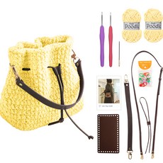 yarna 하이푸들 조리백 세트 뜨개질 DIY 패키지, 레몬옐로우, 1세트