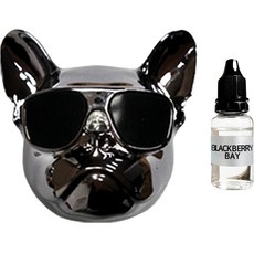 MFUTURE 車用鬥牛犬芳香劑 太空灰 + 精油 15ml + 夾子 3cm + 精油棉片組, 黑莓與月桂葉, 1套