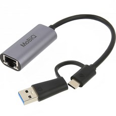 MoBiQ 混合式二合一有線超高速Gigabit乙太網路卡轉換器 適用於筆記型電腦、手機、PC, EM-ACH1PR