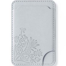 블루마켓 꽃무늬 스티커형 카드 지갑, 그레이, 1개