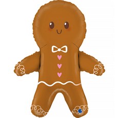 Grabo 可愛薑餅人 鋁箔氣球, 混合色, 1個