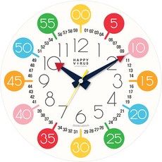 韓國 happy virus 兒童三角彩虹學習時鐘靜音益智掛鐘 HV2268, 混色