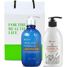 Pogonia 喜馬拉雅辣木本源沐浴乳 500ml+Dr.Hopkins啤酒酵母潔面凝膠 500ml禮盒組, 1組