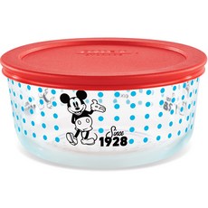 pyrex 米老鼠圓形玻璃球存儲容器紅色 946ml, 1個