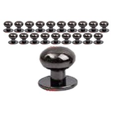 皮革工藝用蘑菇釘 12mm, 20個, 黑鎳