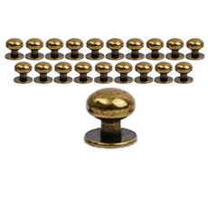 皮革工藝用蘑菇釘 12mm, 20個, 古董金