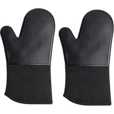 Saenghwalgongsik 防燙隔熱矽膠烤箱手套, 黑色, 2個