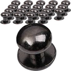皮革工藝用和尚頭固定扣 8mm, 20個, 黑鎳