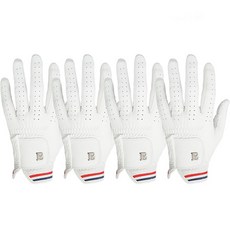 BRENCE 男款全羊皮標誌高爾夫左手手套 4支入, 白色