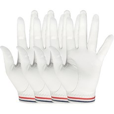 BRENCE 女性用全羊皮經典高爾夫球手套 左手用 4入, 白色