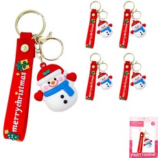 PARTYSHOW 聖誕節雪人鑰匙圈, 5個, 混合顏色