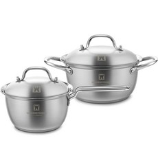 WAGENSTEIGER 電磁爐適用Bogen系列附蓋不鏽鋼鍋具組, 混色, 單柄鍋 18cm+雙耳鍋 20cm, 1組