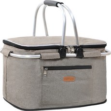 소니오 야외활동 피크닉 바구니 가방 더블핸들 35L, 1단, 15 브라운