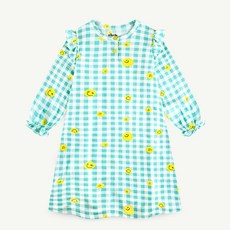 milkmilelolo 女童學生款微笑柔軟保暖格紋連身睡衣