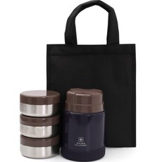 瑞士軍工職場保溫飯盒Juktong+Chantong 3p Set OKK-RKF1070, 1套, 桃黑