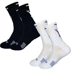 보나리빙 스포츠 골프양말 중목 2족 세트, D (블랙화이트, 화이트)