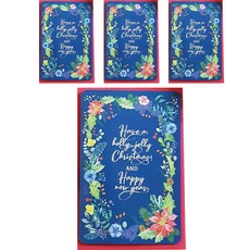 ICL繪圖新年賀卡閃爍花園+信封套裝, 深藍(卡片),隨機出貨(信封), 4套