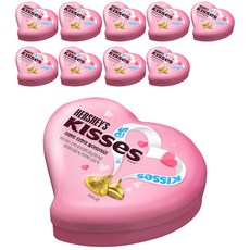 HERSHEY'S 好時 心形鐵盒包裝KISSES水滴造型牛奶巧克力禮盒, 10罐, 130g