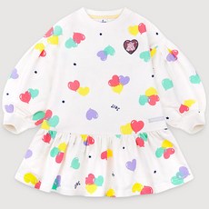 JELISPOON 女童款愛心氣球蓬蓬袖洋裝