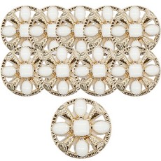 고급 정장 보석 진주 코트 단추 허니에폭 25mm, 10개, SR골드 화이트