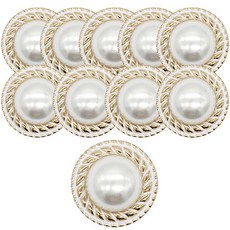 高級西裝寶石珍珠大衣鈕扣 太陽珍珠環氧1 18mm, 10個, SR金色 白色