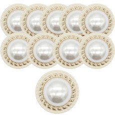 高級西裝寶石珍珠大衣鈕扣 太陽珍珠紋章擦拭2 18mm, 10個, SR金色 象牙白