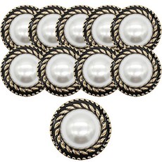 高級西裝寶石珍珠大衣鈕扣 太陽珍珠環氧1 21mm, 10個, SR金色 黑色