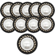 高級西裝寶石珍珠大衣鈕扣 太陽珍珠紋章擦拭2 18mm, 10個, SR金色 黑色